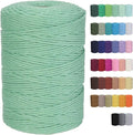 Cotton Macrame Cord 3mm 328yards Natural Colored Macrame Supplies, Soft Craft Cotton Rope for Plant Hanger Wall Hanger Dreamcatcher (Aqua Green)