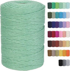 Cotton Macrame Cord 3mm 328yards Natural Colored Macrame Supplies, Soft Craft Cotton Rope for Plant Hanger Wall Hanger Dreamcatcher (Aqua Green)