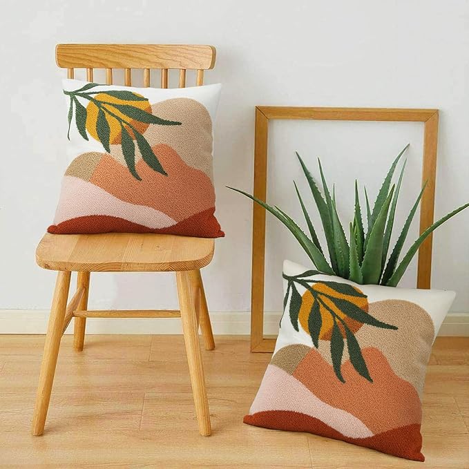 JASEN Abstract Boho Pillow Covers 18x18,Soft Mid Century Mountain Decorative Throw Pillows for Couch Bed Sofa Bedroom Only 1 Pillow Cover