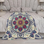 Abstract Mandala Throw Blanket Indian Hippie Bohemian Art Floral Texture Pattern Blanket for Sofa Bed Couch Chair Or Dorm 40"x50"