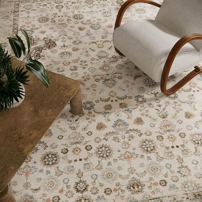 Washable Area Rugs for Living Room: 9x12 Bedroom Rug Boho Vintage Area Rug Stain Resistant Non Slip Low Pile Lightweight Soft Carpets for Dining Room Kitchen Nursery Kids Room Playroom Home Office