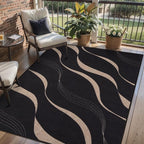Tangsoo Easy Jute 3x5 Rug for Bedroom,Non Slip Rubber Backing Washable Outdoor Small Area Rug,Farmhouse Black Thin Indoor Throw Carpet for Front Porch Patio Entryway Living Room Balcony