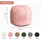 HIGOGOGO Round Stuffed Pouf Ottoman, Stripe Faux Fur Poufs with Foam Chunk Filling, Furry and Fluffy Pouf Foot Stool Storage Ottoman, 20 X 15 Floor Poufs Foot Rest for Living Room, Pink