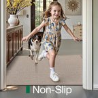 LUMI Ultra Thin Indoor Door Mat for Entrance 36"x56", Non Slip Entryway Mat, Low Profile Doormat, Unique Herringbone Design Carpet for Inside, Patio, Porch, Dark Beige