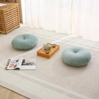 Floor Pillow Meditation Cushion Round Large Floor Pillows Seating for Adults, Velvet Thick Floor Cushions for Yoga Living Room Balcony Outdoor Tatami 18inches（Green）
