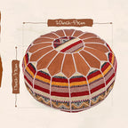 Marrakesh Gallery Bohemian Unstuffed Moroccan Pouf Ottoman, Round Ottoman Foot Rest, Handmade Bean Bag with Large Storage - Cover Floor Chair for Living Room, Bedroom - Ideal as Wedding Gifts