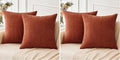 MIULEE Pack of 4 Couch Throw Pillow Covers 18x18 Inch Soft Burnt Orange Chenille Pillow Covers for Sofa Living Room Solid Dyed Pillow Cases
