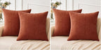 MIULEE Pack of 4 Couch Throw Pillow Covers 18x18 Inch Soft Burnt Orange Chenille Pillow Covers for Sofa Living Room Solid Dyed Pillow Cases