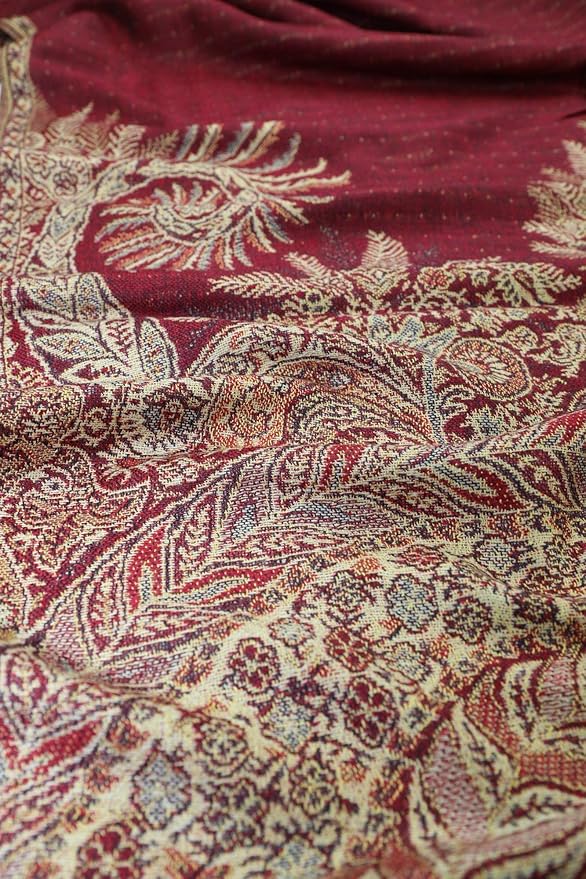 Achillea Reversible Paisley Pashmina Rave Scarf – Exotic Indian Shawls and Wraps for Evening Dresses, Festivals, All Seasons