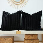 JOJUSIS Pack of 2 Faux Fur Plush Decorative Throw Pillow Covers Couch Cushion Case Soft Pillowcases (Black, 16 x 16-Inch)