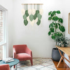 Weldomcor Macrame Wall Hanging, Boho Leaves Macrame Tapestry Wall Decor Handmade Green Woven Hanging Decor Chic Bohemian Wall Art Home Decoration for Bedroom Living Room Nursery Office 23.6"W x 29.5"L