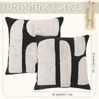 2 Pcs Black White Throw Pillow Covers Boho Chunky Tufted Pillow Cover 18 x 18 Inches Modern Woven Decorative Pillows Cases Abstract Pillows Sham for Living Room Bed Sofa Couch