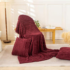 YUSOKI Sherpa Large Throw Blanket Single Layer,Light Weight(1.7lb),370GMS-3D Stylish Design for Gift Home Decor (Burgundy Red,50"x65")