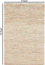 FRELISH DECOR Wool and Jute Premium Handwoven Chunky Stripes Rug - Contemporary Area Rug for Living Room Bedroom (8' x 10' - Natural Ivory)