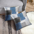 Britimes Throw Pillow Covers Modern Home Art Decor, 18 x 18 Inches Set of 2 Abstract Oil Painting Pillowcases for Bedroom, Living Room, Cushion Couch Sofa, Abstract Blue Grey