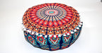 INDIAN CRAFT CASTLE ICC Mandala Barmeri Large Floor Pillow Cover Cushion Meditation Seating Ottoman Throw Cover Hippie Decorative Zipped Bohemian Pouf Ottoman Cases Orange Peacock 18" Round