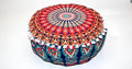 INDIAN CRAFT CASTLE ICC Mandala Barmeri Large Floor Pillow Cover Cushion Meditation Seating Ottoman Throw Cover Hippie Decorative Zipped Bohemian Pouf Ottoman Cases Orange Peacock 24" Round