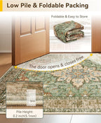 Area Rugs 2'x3' Kitchen Rugs Entry Rug Small Rugs for Entryway Kitchen Bathroom Door Mat Indoor Entrance,Washable Non Slip, Brick Red Rust Neutral Brown Burnt Orange Green