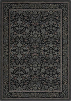 GarveeHome 5x7 Washable Area Rugs for Living Room, Boho Vintage Rug Non Slip Low Pile Stain Resistance Indoor Soft Large Throw Carpet for Bedroom Dining Room Office Black