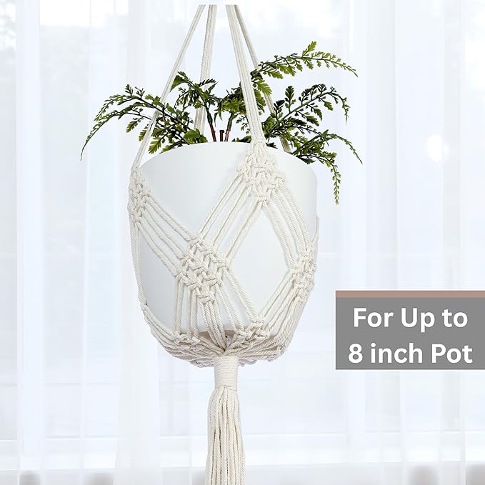 2 Pack Macrame Planter Hanger for up to 8" Pot, Indoor Hanging Planter | Plant Hanger Indoor, Hanging Plants Holder Basket | No Plant or Pot Included