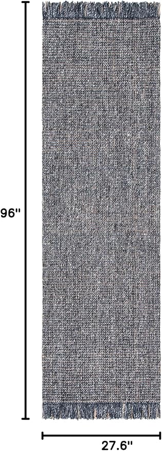 SAFAVIEH Natural Fiber Collection Runner Rug - 2'3" x 8', Charcoal & Natural, Handmade Woven Fringe Jute, Ideal for High Traffic Areas in Living Room, Bedroom (NF826H)