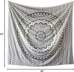 ANJANIYA Ombre Wall Hanging Bohemian Tapestry, Metallic Wall Art Bedspread, Psychedelic Hippie Mandala Dorm Décor for Hanging, Bedding, Beach Coverlet Curtain, Grey Black, 54"X60"