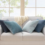 Topfinel BlueGray Throw Pillow Covers 18x18 Inch Set of 4,Soft Accent Corduroy Decorative Cushion Cover,Square Modern Pillow Case for Beach,Patio,Balcony,Living Room,Summer Gradient Shams Home Decor