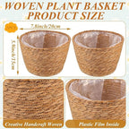 2PCS Seagrass Plant Basket for Indoor and Outdoor,Rattan Large Planter Basket with Liner for 6 inch Pot,Wicker Plant Pot Covers for Potted Plants,Woven Storage Baskets for Rustic Boho Farmhouse Decor
