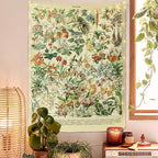 Vintage Flowers Tapestry 48”x36”, Long Vertical Wall Hanging Reference Illustrative Botanical Tapestries for Bedroom Aesthetic Floral Tapistry Botanical Plants Tapestry Wall Hanging Cute Bedroom Decor