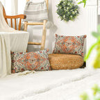 AVOIN colorlife Boho Throw Pillow Covers, 12 x 20 Inch Bohemia Ethnic Style Carpet Pattern Cushion Case for Sofa Couch Set of 2