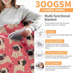 Throw Blanket for Couch, 300GSM Warm Soft Cozy Flannel Blanket, Cute Blanket for All Seasons Bedroom Home Decor Gifts, Pink Funny Dogs 50x60 Inches