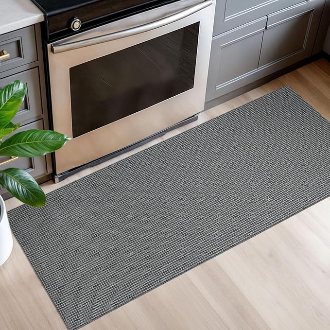 EARTHALL Woven Runner Rug 2x5 Ft Washable Runners for Hallways Cotton Non Slip Rubber Backed Kitchen Runner Braided Indoor Floor Carpet for Entryway, Hallway, Kitchen, Bedroom, Dark Gray