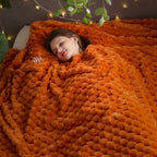 NEWCOSPLAY Super Soft Fall King Blanket Orange Premium Silky Flannel Fleece 3D Clouds Stylish Jacquard Lightweight Bed Blanket All Season Use 350GSM (Orange, King(90"x110"))