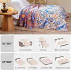 Boho Throw Blanket 50"x60" 100% Cotton Couch Floral Blanket with Flower Bird Pattern, Reversible Soft Breathable Lightweight Spring Decorative Tassel Blankets for Chair Sofa Bed Decor All Season