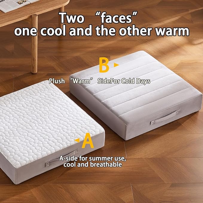 22 inch Floor Pillow for Adults and Kids - Meditation Cushions and Yoga Cushion for Floor Sitting - Ideal for Living Room and Outdoor Use - Machine Washable (1, Light Gray)