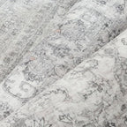 Gray Area Rug 5x7 for Living Room Washable Vintage Carpet Low Pile Non Slip Distressed Soft Traditional Retro Oriental Grey Accent Throw Rug Office Kitchen Bedroom Bathroom Dining Room