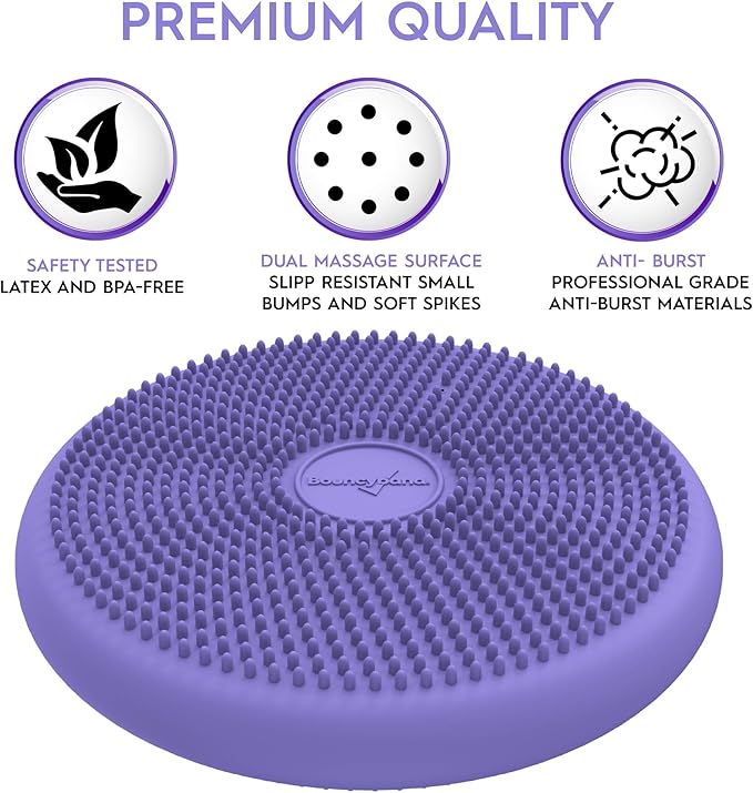 Bouncyband – Wiggle Seat – Purple, 13” D – Large Sensory Cushion for Kids Ages 6-18+ – Promotes Active Learning, Improves Student Productivity, Includes Easy-Inflation Pump