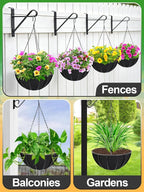 4pcs 12in Thick Felt Hanging Basket Liners - Heavy-Duty 400GSM Non-Woven Fabric Round Planter Liner for Garden Wall Flower Hanging Baskets, Replacement for Coco Fiber Liner
