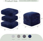 HIGOGOGO Pouf Ottoman Stuffed Square Modern Foam Filled Foot Rest Poufs 20 X 18 Inches Modular Ottomans Separated Into Floor Cushions for Living Room Chair Decorative Stool, Navy