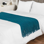 PAVILIA Teal Blue Knit Throw Blanket for Couch, Twin Bed, Soft Knitted Farmhouse Sofa Throw for Living Room, Lightweight Decorative Summer Blanket for Chair, Outdoor Textured Boho Blanket, 60x80