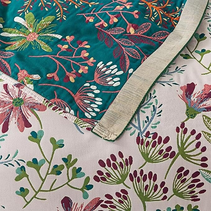 Boho Blanket for Bed 100% Cotton Bohemian Throw Blankets Ultra Soft Woven Muslin Decorative Blankets All Seasons Vintage Quilt Knitted Blanket for Sofa Chair(Green, 80"x90")