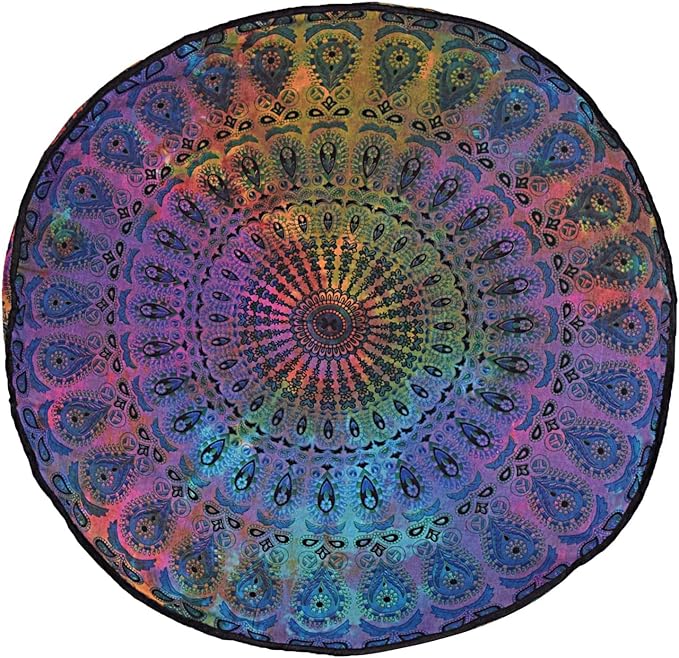 Indian Mandala Cotton Floor Pillow Cover Bed Room Dorm Decor Cushion Cover Beach Throw Decorative Ottoman Cover Boho Footstool Meditation Puffe Cases Pet Dog Bed Cover