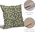 Olive Green Pillow Covers 20x20 Set of 2 Vintage Floral Rustic Old Style Cute Flower Print Decorative Outdoor Pillowcases Seasonal Farmhouse Throw Cushion Case Decor for Couch Sofa Bed