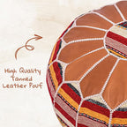 Marrakesh Gallery Bohemian Unstuffed Moroccan Pouf Ottoman, Round Ottoman Foot Rest, Handmade Bean Bag with Large Storage - Cover Floor Chair for Living Room, Bedroom - Ideal as Wedding Gifts