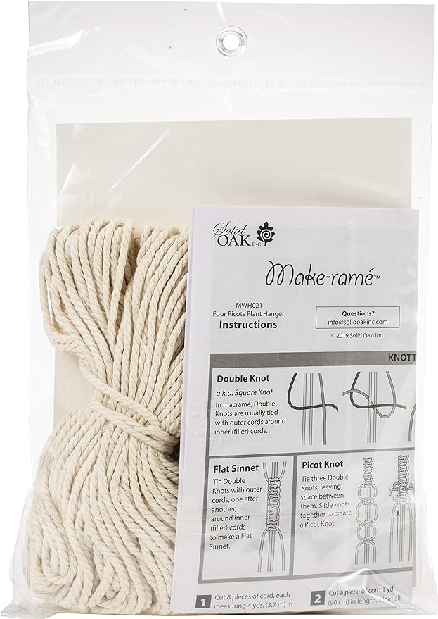 SOLID OAK MACRAME PLNT HNGR KT 4 PICOTS