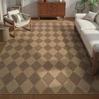 Lanffia Checkered Easy Jute Washable Rugs 8x10, Neutral Non Slip Rug for Living Room, Checkerboard Indoor Outdoor Carpet, Large Farmhouse Low Pile Non Shedding Carpet for Classroom Patio