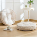 HIGOGOGO Floor Pillow Cushion for Adults, Meditation Cushion Pillow, Large Round Floor Sitting, Tufted Corduroy Cover, for Tatami Living Room or Yoga, 22x22 Inch, 2Pack, Beige