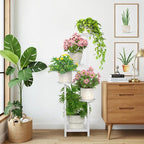 TOSKING 5 Tier Tall Plant Stand Indoor Outdoor,Anti-Tip Plant Stand indoor, Wide Base for Pots, Child and Pet Friendly,Heavy Duty Corner Shelf for Plants & Decor, Space Saving ,Tiered Metal Flower Pot Stand for Balcony, Garden, Living Room, Patio (Whit...