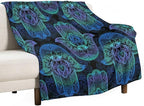 Boho Hamsa Throw Blanket Fatima Hand Bohemian Retro Mandala Blanket for Sofa Bed Couch Chair Or Dorm 30"x40"