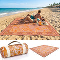 Boho Picnic Blankets 80''x 80'' Extra Large Beach Blanket Waterproof Sandproof Foldable Machine Washable Vintage Grass Lawn Park Mat for Family Camping Party Music Festival